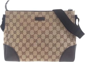Gucci Pre-owned Cross Body Bags, female, Beige, Size: ONE SIZE Pre-owned Canvas Cross Body Bag