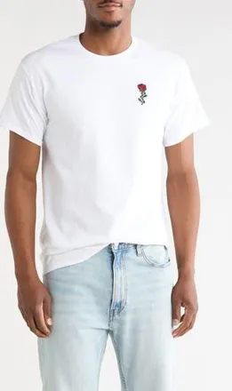 Riot Society Rose Barbed Wire Embroidered T-Shirt in White at Nordstrom Rack, Size Xx-Large