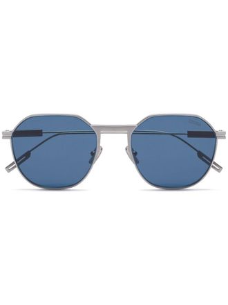 Ermenegildo Zegna Occhiali da sole ovali - Grigio