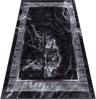 RugsX Rugsx - Alfombra Lavable Miro 51278.810 M&aacute;rmol, Griego Antideslizante - Negro / Blanco Black 160x220 Cm