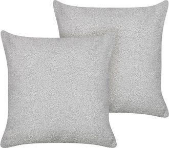 Beliani Beliani - Conjunto De 2 Cojines Decorativos De Boucl&eacute; Con Relleno Funda Extra&iacute;ble 45 X 45 Cm Gris Leuzea
