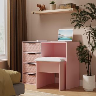 Lewis's Harlequin 4 Drawer Vanity in Kobe Pink - Ready Assembled - Lewiss Home | TJ Hughes
