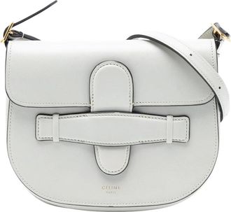 Celine Pre-owned Cross Body Bags, female, Gray, Size: ONE SIZE Pre-owned Leather Saddle Bag