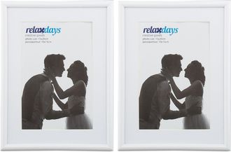 Relaxdays 10 Marcos De Fotos, 15 X 20 Cm, Paspart&uacute; De 10 X 15 Cm, Cristal, Marcos Para Apoyar O Colgar, Blancos