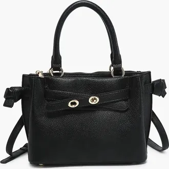 Jen & Co. Womens Dual Compartment Satchel With Twist-Lock Strap Bag In Black