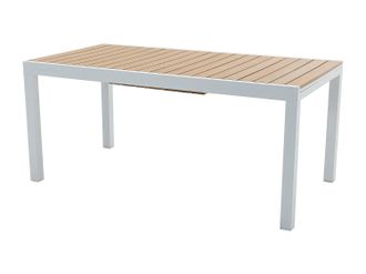 Vente-Unique Mesa de Mesa y sillas de jard&iacute;n extensible de aluminio y poliwood L.170/230 cm - Natural claro y blanco - MACILA de MYLIA