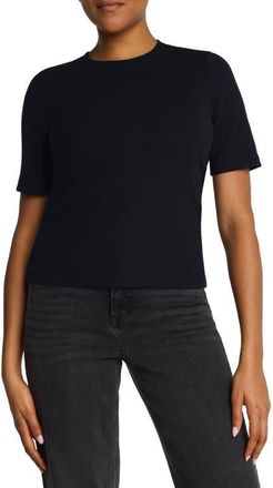 Spanx Crewneck Elbow Sleeve T-Shirt in Classic Black at Nordstrom, Size 2 X