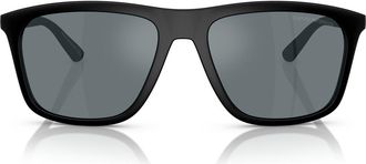 Emporio Armani 57mm Mirrored Square Sunglasses in Black /Grey Mirror Black at Nordstrom