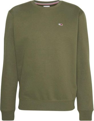 Tommy Jeans Effen Sweatshirt - - Heren - Sweatshirts - Groen - S - Katoen - Hoodies & sweatvesten
