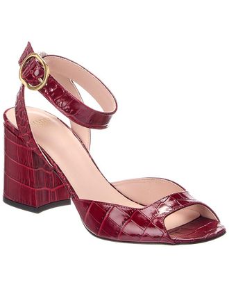Valentino Croc-Embossed 80 Leather Sandal