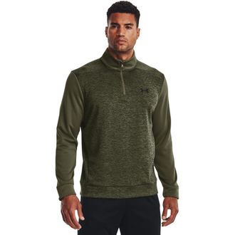 Under Armour Mens Fleece Twist Quarter Zip Hooded Sweatshirt, (390) Marine Od Green / / Black, M