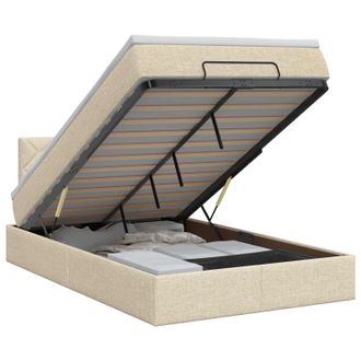 vidaXL Letto Ottomano Con Materasso Crema 120 X 190 Cm Tessuto Vidaxl