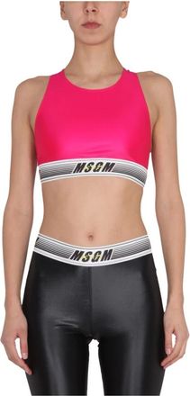 Msgm Top con Logo Activewear - - Tops - Donna - Rosa - M