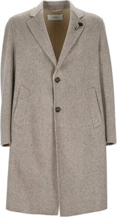 Lardini Single-Breasted Coats, male, Gray, L, Devin Single-Breasted Coat