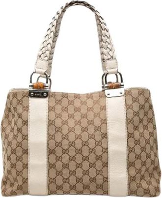 Gucci Pre-owned Tote Bag - Dames - Vintage Shopper - Beige - ONE Size - Leer - Vintage