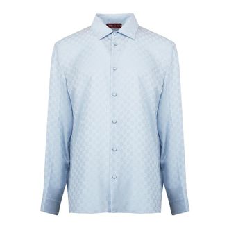 Gucci Heren, Overhemden, Blauw, Maat: XL Zijde