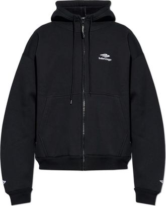Balenciaga 3B Sports Icon Zip-Up Hoodie - Heren - Vesten met rits - Zwart - L - Katoen - Hoodies & sweatvesten