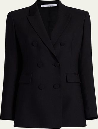 Another Tomorrow Wool Double-Breasted Blazer Jacket