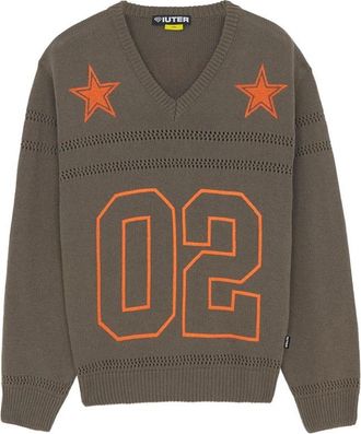 Iuter Football Sweater Stars - Heren - V-hals truien - Bruin - XS - Katoen - Truien & Vesten