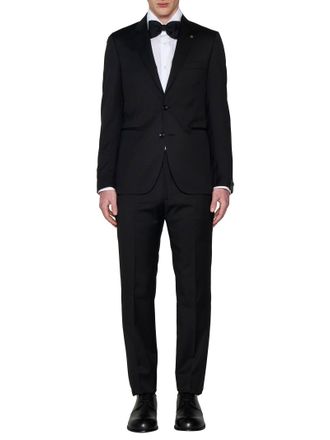 Tagliatore Mens Suit Single-Breasted Wool Black Virgin Suits