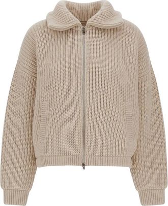 Herno Resort Cardigan - Dames - Vesten - Beige - L - Katoen - Truien & Vesten