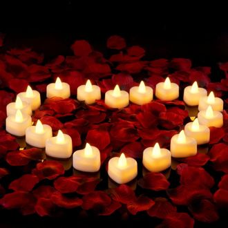 OEM Juego De 24 Velas Led En Forma De Coraz&oacute;n, Perfectas Para Pedidas De Mano, Aniversarios, Veladas Rom&aacute;nticas Especiales Y Como Decoraci&oacute;n De Mesa Para 