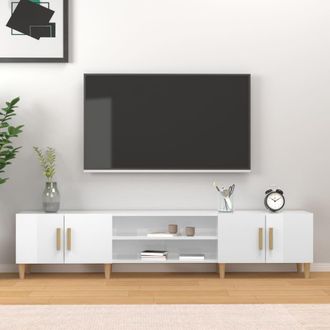 vidaXL Vidaxl - Mueble De Tv Madera Contrachapada Blanco Brillo 180x31,5x40 Cm