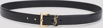 Saint Laurent Black Leather Belt