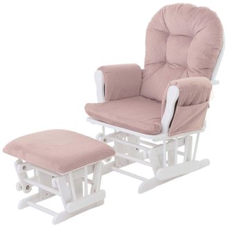 Hhg Hhg - Sill&oacute;n Relax 021, Sill&oacute;n Mecedora Mecedora Con Taburete Tejido Cuerda 320g/m&sup2; Oeko-tex, Rosa Armaz&oacute;n Blanco