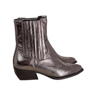Toral Shoes Schoenen, Dames, Grijs, 41 EU, Leer, Metallic Look Enkellaarzen