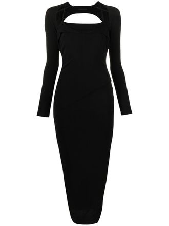 Helmut Lang backless long-sleeved maxi dress - women - Viscose - L - Black
