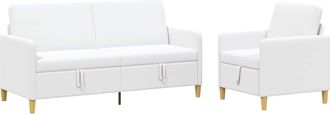 vidaXL Juego De Sof&aacute;s Con Almacenamiento 2 Uds. Blanco Poli&eacute;ster Vidaxl