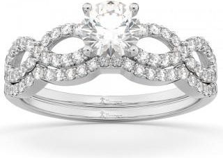 Allurez Infinity Twisted Diamond Matching Bridal Set 14K White Gold (0.34ct)