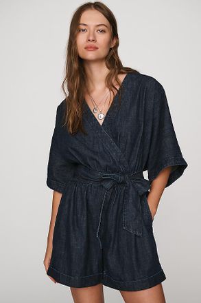 Pilcro 100% Cotton Wrap-Tie Denim Romper