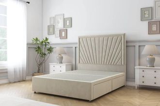 Sloomy Somerset Plush Divan Base 2 Drawers 26 Headboard in Cream | Size: Double
