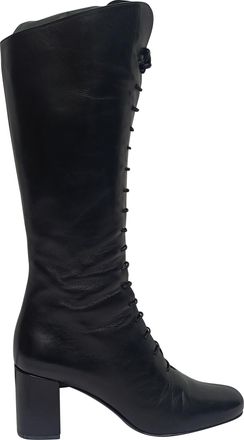 Saint Laurent Pre-owned Womens Babies 70 Lace-Up Knee-High Boots in Black Leather - Size 38.5 EU/IT