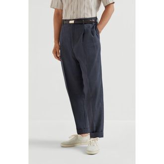 Brunello Cucinelli Chevron trousers in Navy Blue at Nordstrom, Size 46 It