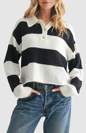 All in Favor Rugby Sweater in Ivory Navy at Nordstrom Rack, Size Small