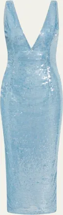 Rachel Gilbert Tamzin Sequined Sleeveless Column Midi Dress