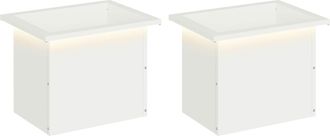 vidaXL Jardinera Para Jard&iacute;n Con Luces Led 2 Uds. Blanco Vidaxl