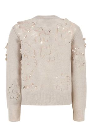Burberry Womens Sand Wool Sweater Nutmeg Exterior: Maglieria