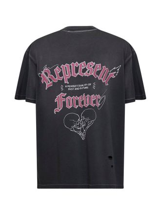 Represent Mens T-Shirt Duality Washed Black Cotton T-Shirts And Polos