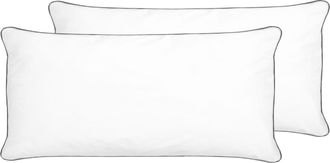Beliani Conjunto De 2 Almohadas De Algod&oacute;n Japara Blanco 40 X 80 Cm Poli&eacute;ster Pelister