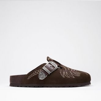 Birkenstock Etro Boston Embroidery Leve Chocolate Exq