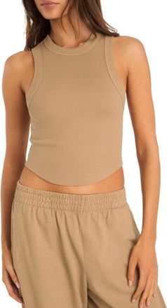 Vitamin A Daybreak Essential Crop Tank in Latte at Nordstrom, Size Large