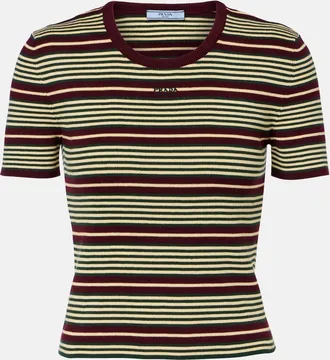 Prada Striped cotton-blend T-shirt