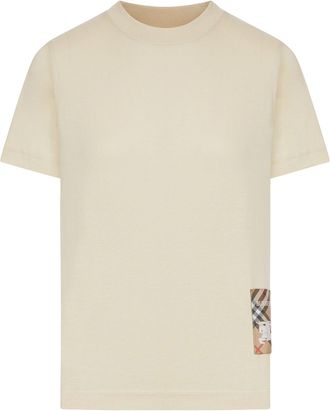 Burberry COTTON T-SHIRT WITH CHECK APPLIQUE - Burberry - Woman