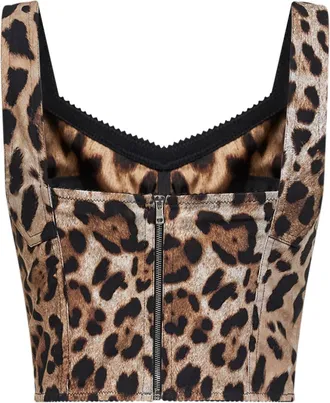 Dolce & Gabbana Womens Bustier Top Leopard Print Multicolour Polyamide Tops
