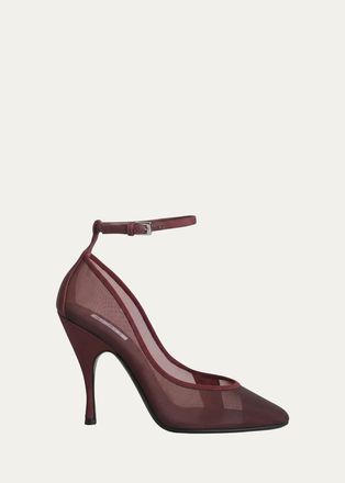 Alaia 100mm Mesh Ankle-Strap Pumps