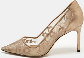 Manolo Blahnik Grey/gold Mesh And Leather Salola Pumps